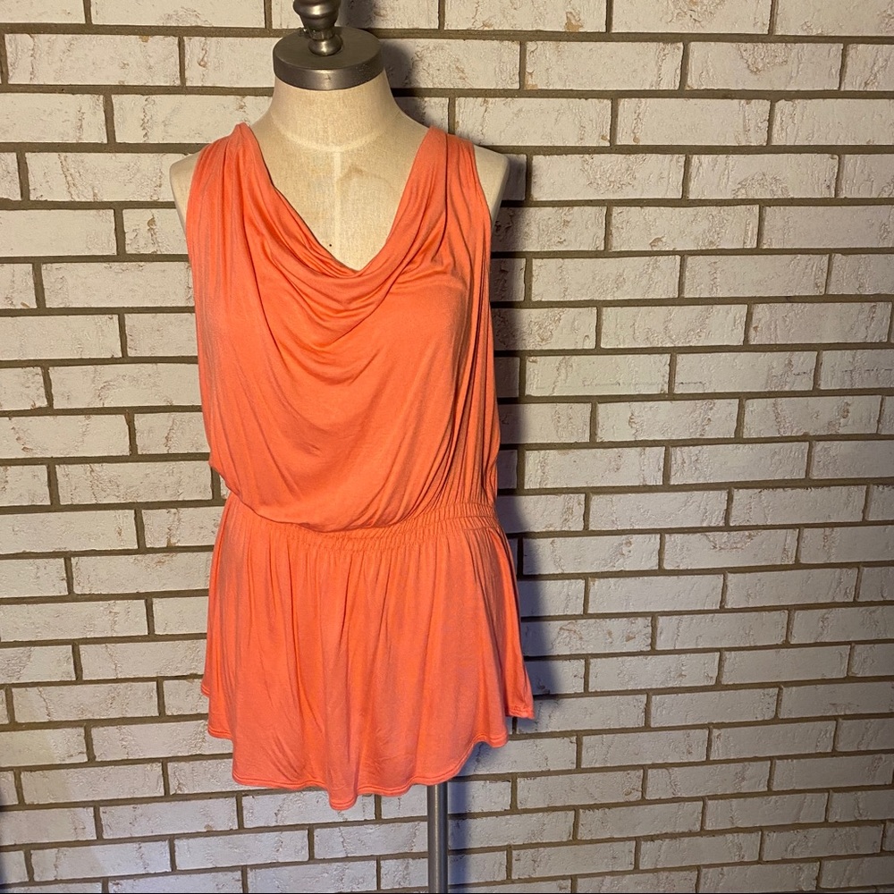 French Connection - Orange drop waist sleeveless tunic top.  Sz XL